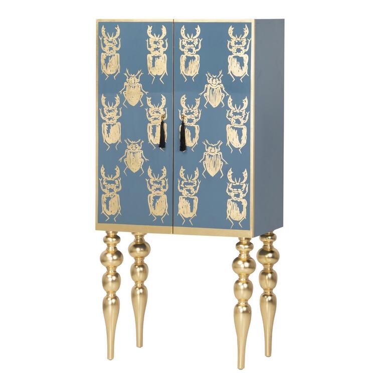 Armario Salon 2 Puertas Diseño Madera en Azul Oro Egypt