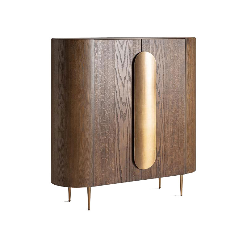 Armario Salon Moderno 2 Puertas Roble y Acero oro Treignac