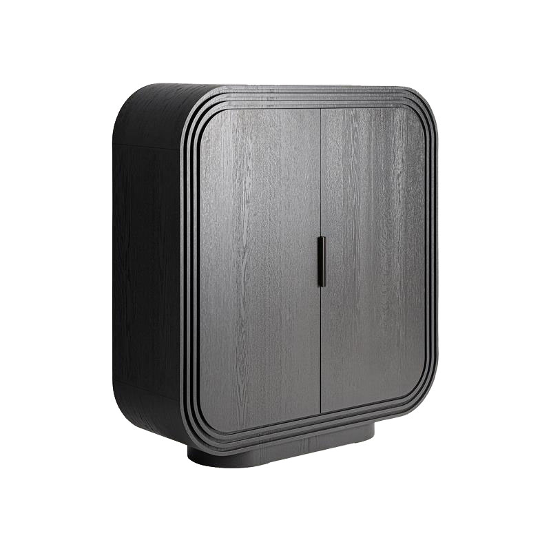 Armario Salon Oval Moderno 2 Puertas Negro Serie Rize