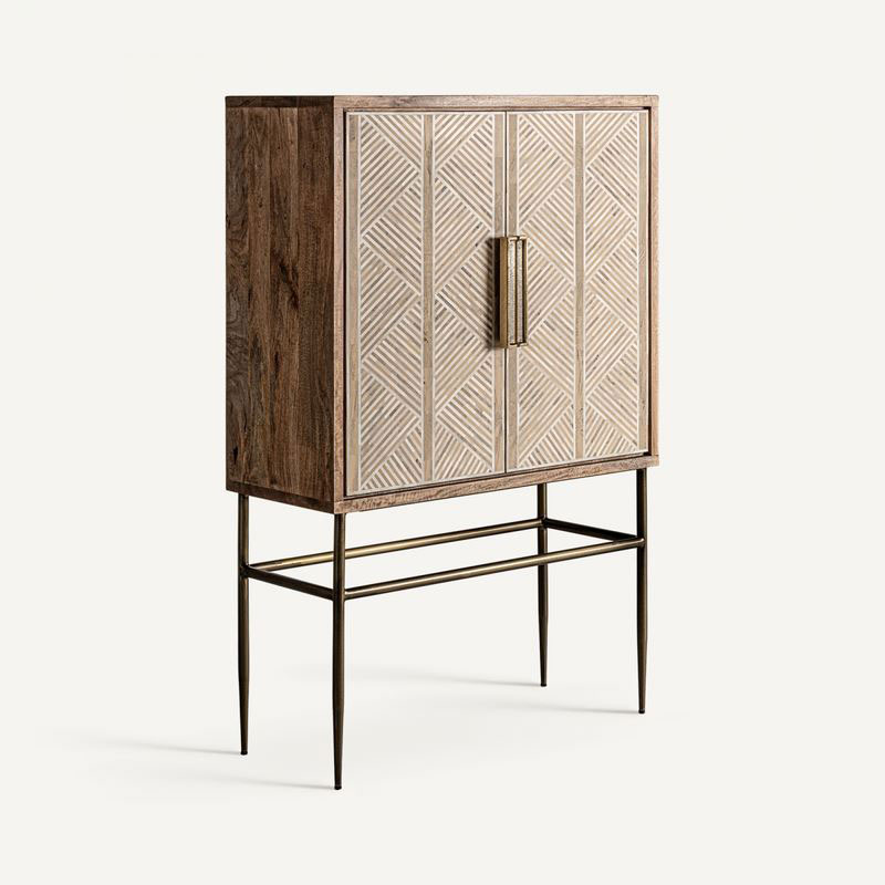 Armario Vitrina Salon 2 Puertas Moderno Serie Arugna