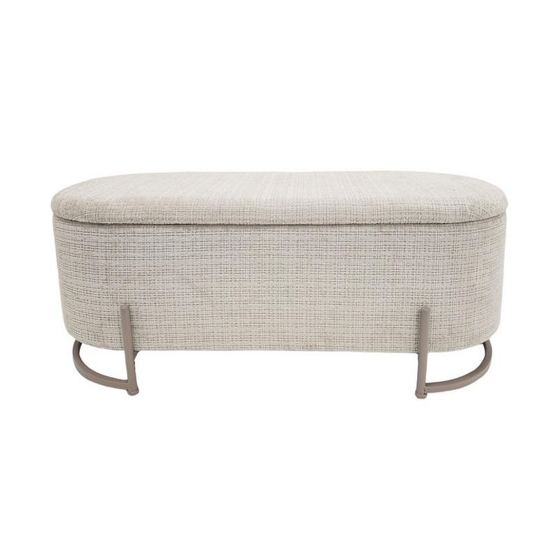 Banco Baul Ovalado Moderno Tapizado Patas Metal - Allison Banco Baul Ovalado Moderno Tapizado Patas Metal - Allison