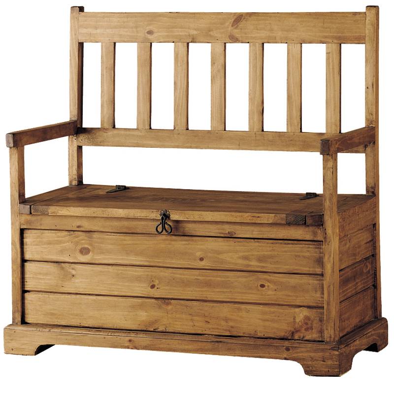 Banco Baul Pequeño Pino Macizo Rustico