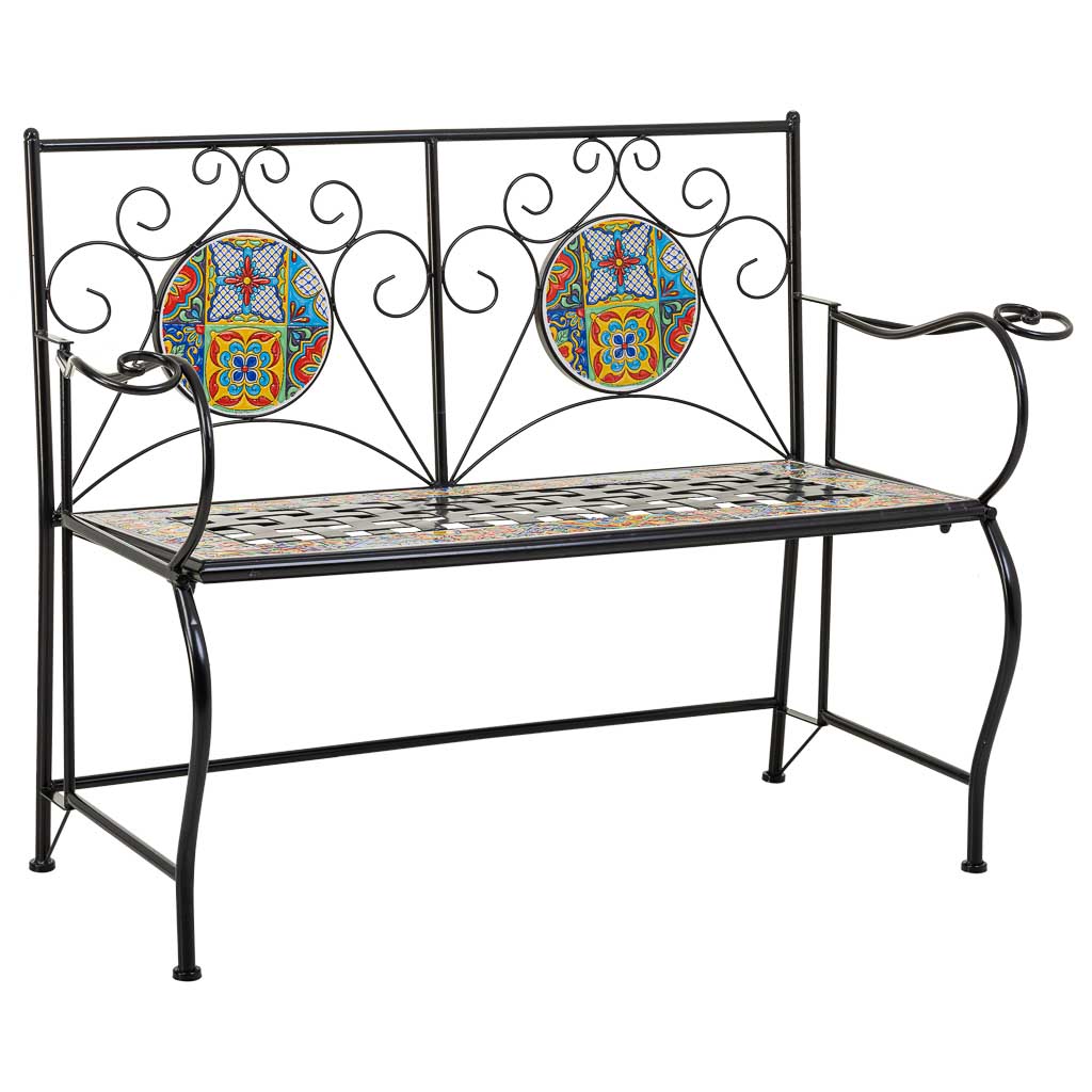 Banco De Forja Negro y Ceramica de Colores  Serie Aremt