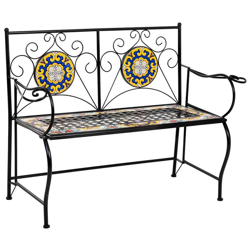 Banco Forja Negro Plegable y Mosaico Clasico Serie Aremt