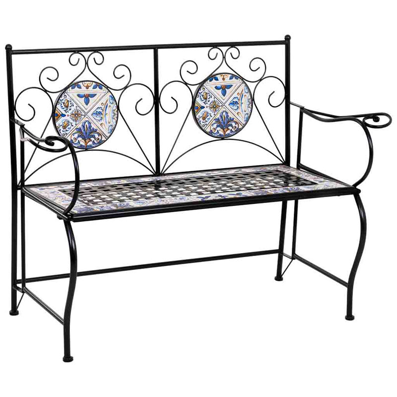 Banco Mosaico Clasico y Estructura de Forja Serie Aremt