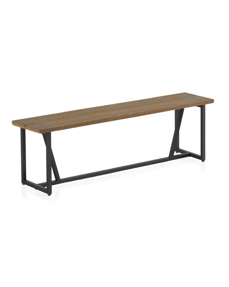 Banco Rustico Industrial Grande Madera Acero Serie Ausquer