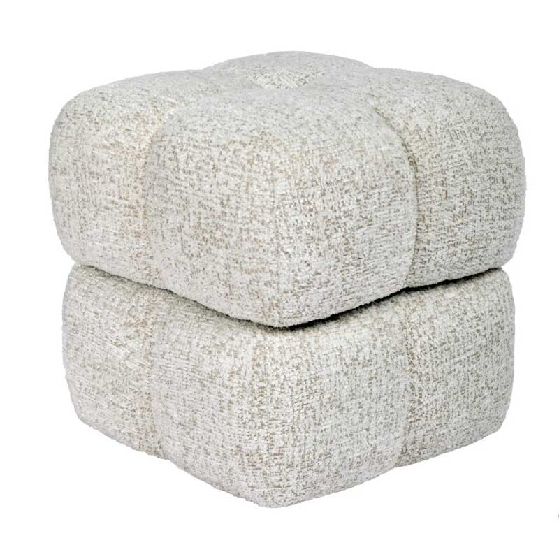 Banqueta Puff Giratorio Tapizado Chenilla Beige - Serie Agael Banqueta Puff Giratorio Tapizado Chenilla Beige - Serie Agael