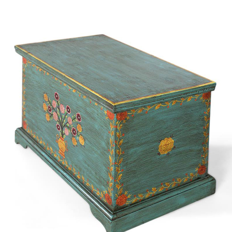 Baul Decorativo Oriental Diseño Floral en Colores Serie Acley