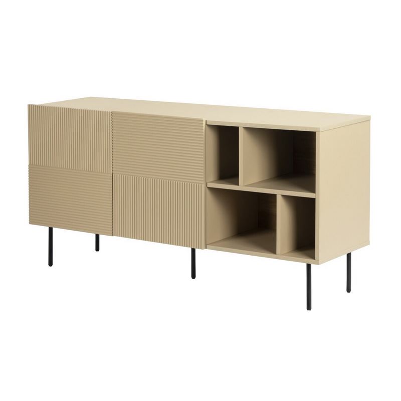 Buffet Aparador 2 Puertas Diseño Acanalado Color Beige Bester