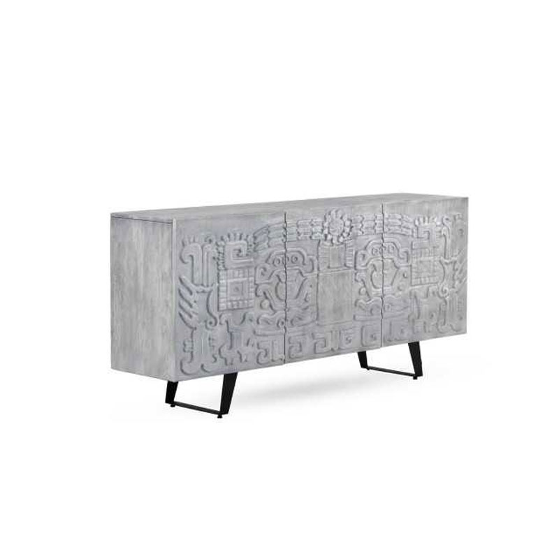 Buffet Diseño 3 Puertas Labradas Color Gris Serie Alcurtar