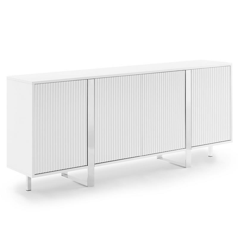 Buffet Salon Moderno Blanco 4 Puertas Acanaladas Aisain