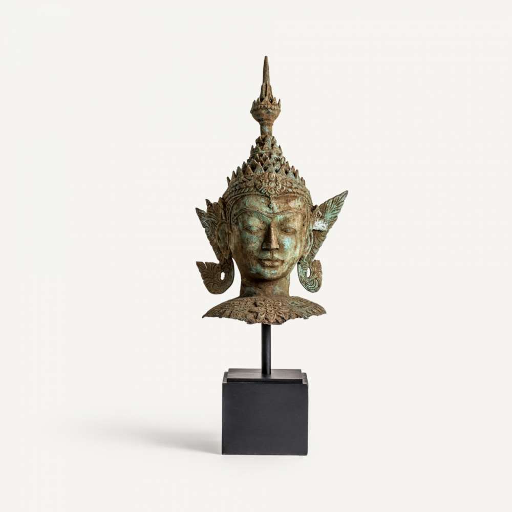 Busto Oriental Laton  Tonos Verdosos Envejecidos Serie Balinesa