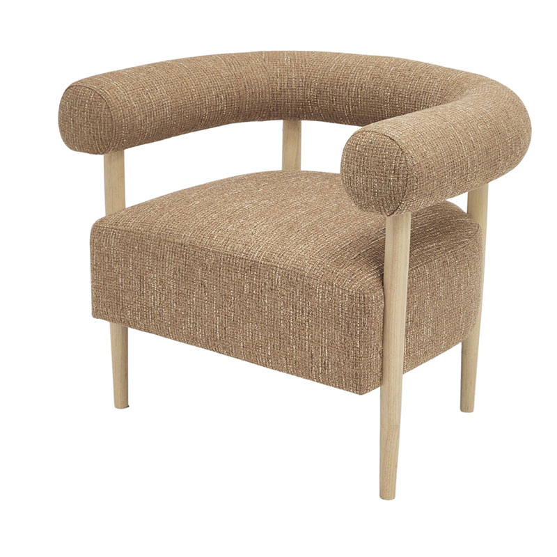 Butaca Sillon Madera y Tapizado Caramelo Serie Mere