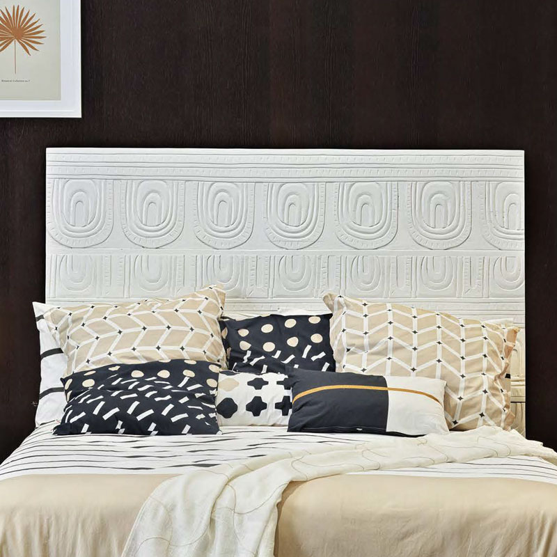 Cabecero Etnico Oriental Tallado Blanco Cama 150 Arkaya