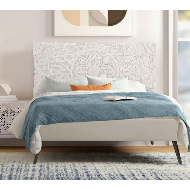 Cabecero Panel Tallado Mandala Oriental Blanco - Serie Adebas