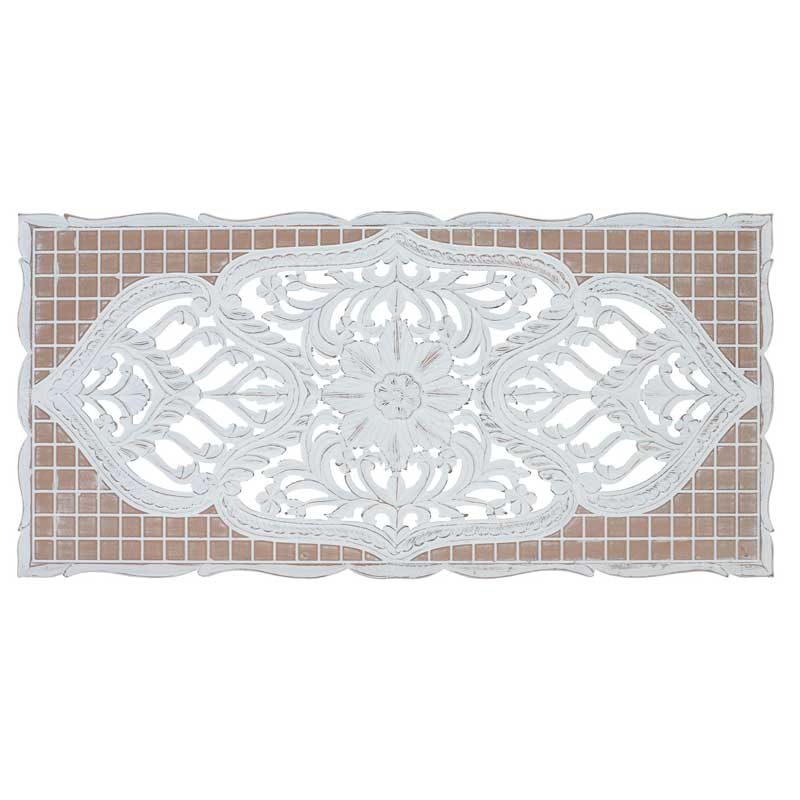 Cabecero Tallado Formato Mandala Blanco Lavado Serie Airats Cabecero Tallado Formato Mandala Blanco Lavado Serie Airats