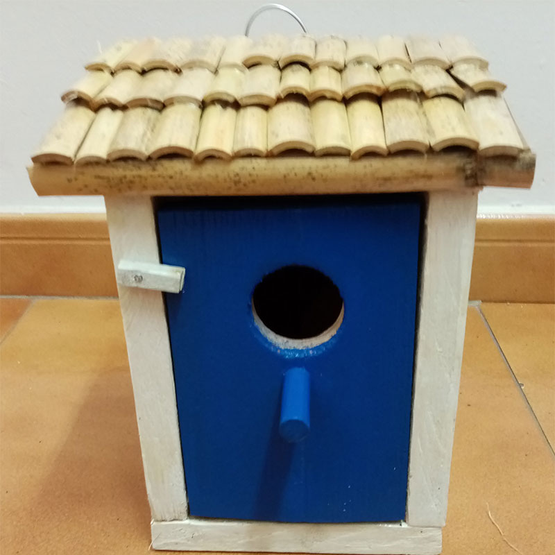 Casita Nido Rustica de Pajaros Puerta Azul