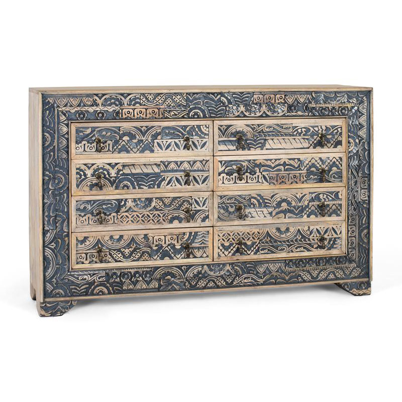 Comoda Aparador 8 Cajones Diseño Oriental Azul Alduain Comoda Aparador 8 Cajones Diseño Oriental Azul Alduain