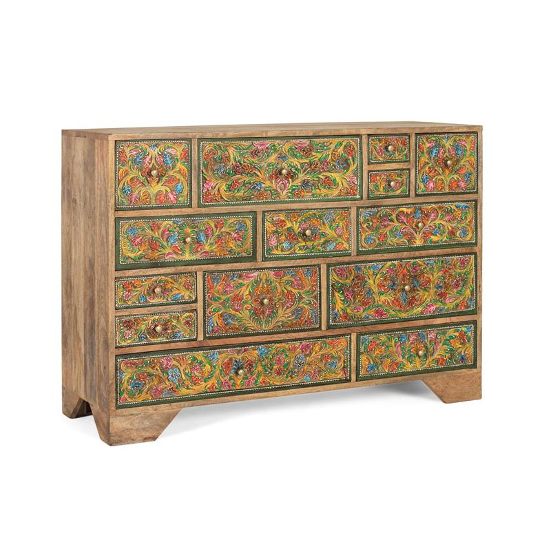 Comoda Aparador Oriental 14 Cajones Colores Serie Albizo