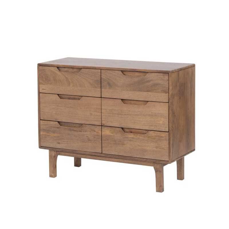Comoda Dormitorio Actual 6 Cajones Color Nogal Claro Alort