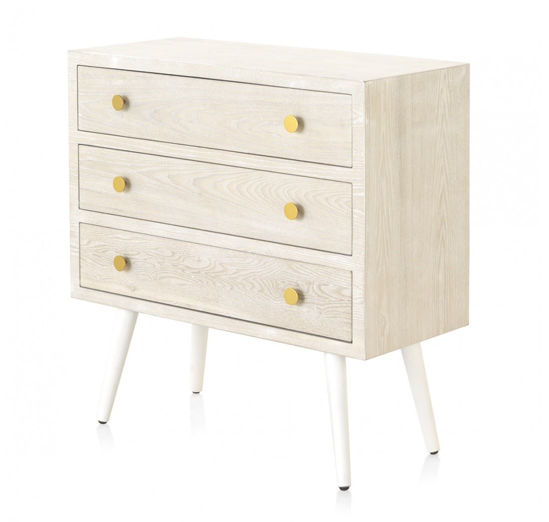 Comoda Moderna 3 Cajones Color Blanco Decape Abrezo
