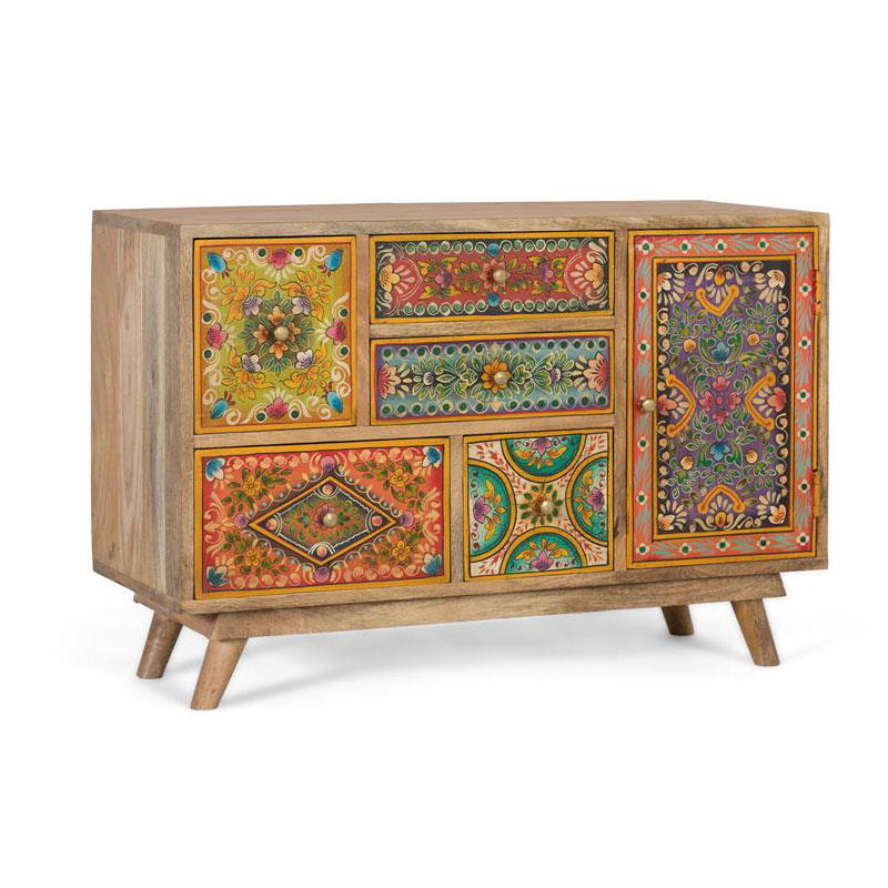 Comoda Oriental Decorada Diseño Florales Serie Tayina