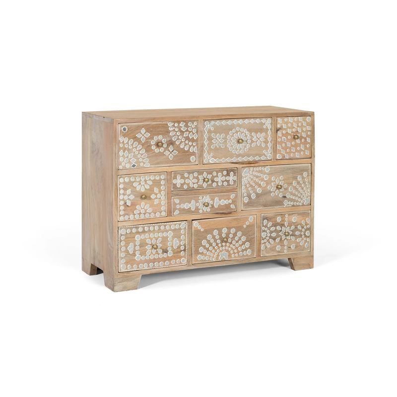 Comoda Rustica con Incrustaciones 10 Cajones - Serie Avriut