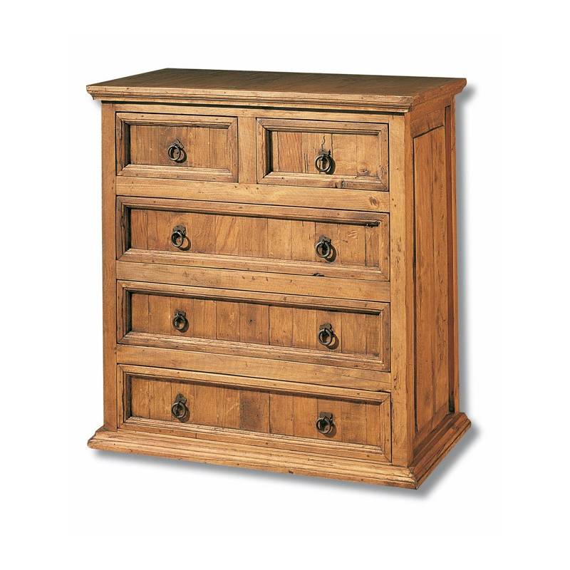 Comoda Rustica Mejicana 5 Cajones Madera Maciza de Pino