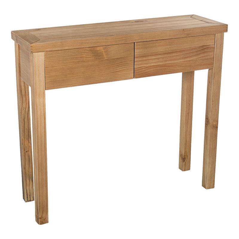 Consola Recibidor 2 Cajones Madera Pino Color Miel Serie Arckel