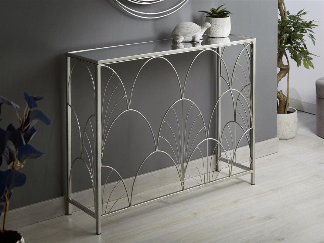 Consola Recibidor Alas Forja Plateada Serie Aonni Consola Recibidor Alas Forja Plateada Serie Aonni