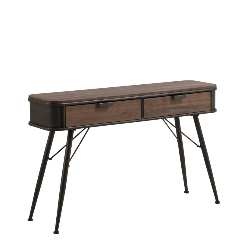 Consola Recibidor Industrial 2 Cajones Madera Metal Abrami