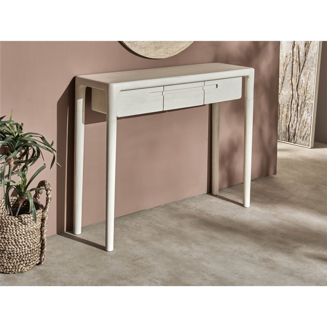 Consola Recibidor Madera Mango Color Blanco Crema Avio
