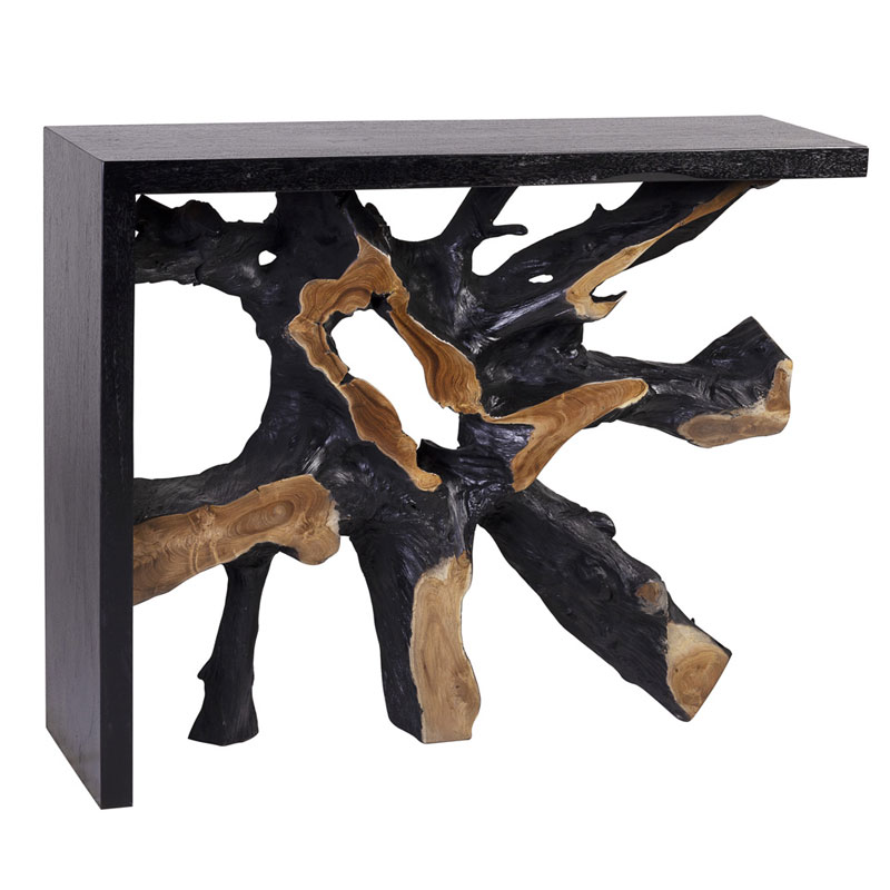 Consola Recibidor Rustica Madera y Raiz Teca Negra - Arceda