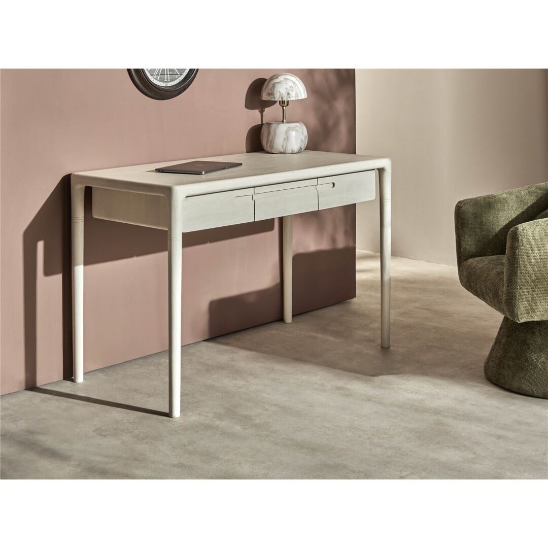 Escritorio Moderno Madera Mango Color Blanco Crema Serie Avio