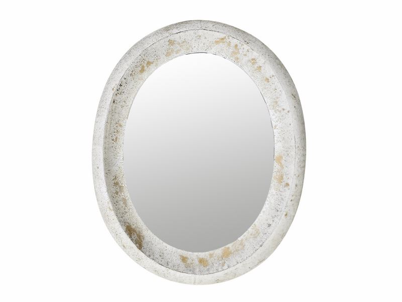 Espejo Oval Metal Oro Blanco de 65 X 79 Serie Enfini