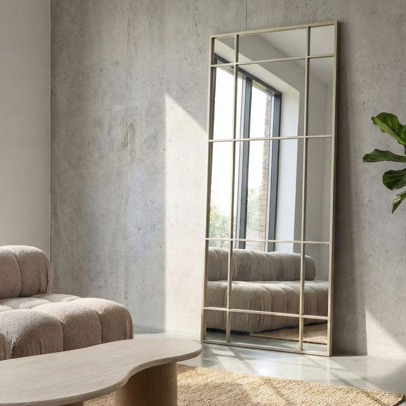 Espejo Rectangular Ventana color topo Serie Ainans