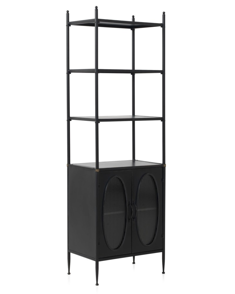 Estanteria Libreria Metal Negro 2 Puertas Serie Aubert