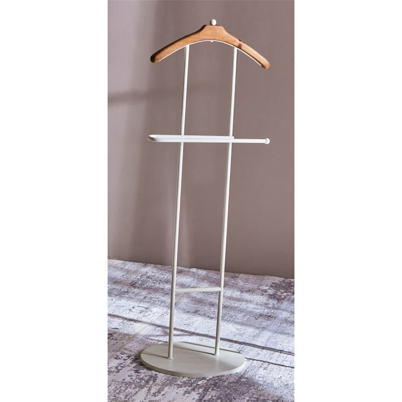 Galan de Noche Moderno Tubo Acero Blanco Percha Madera Atisvas