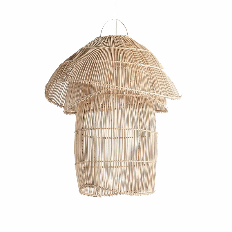 Lampara de Techo Formato Jaula en Rattan Serie Abriatora