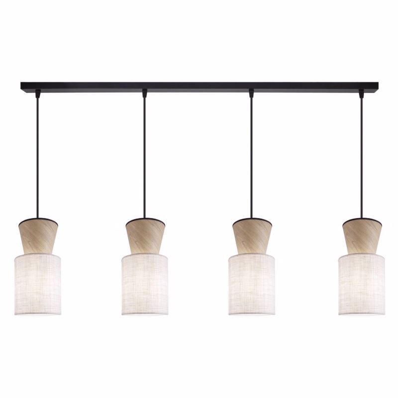 Lampara de Techo Lineal Moderna 4 Tulipas Lino Tostado Aosta