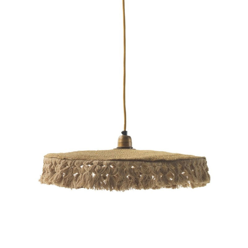 Lampara Techo Fibra Natural Redonda Flecos 45 Serie Altier