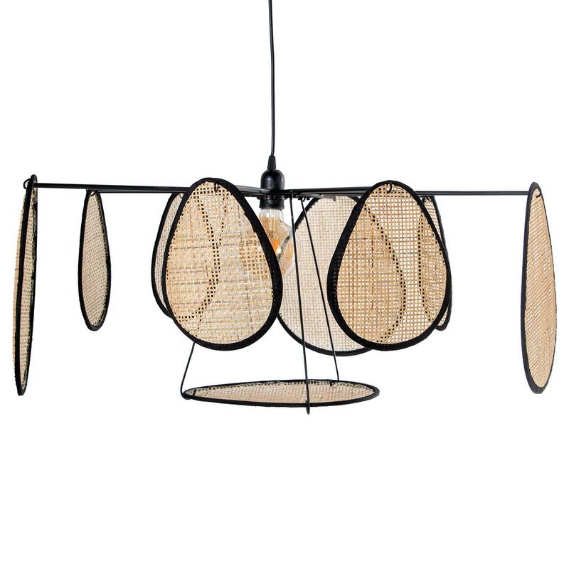 Lampara Techo Moderna Acero y Ratan Natural Addis Lampara Techo Moderna Acero y Ratan Natural Addis