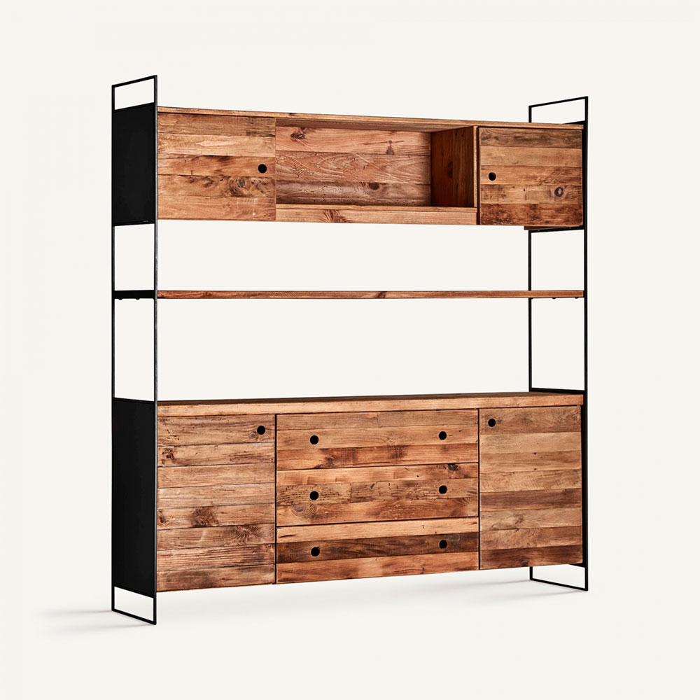Libreria con Aparador Estilo Industrial Madera Metal Meigle
