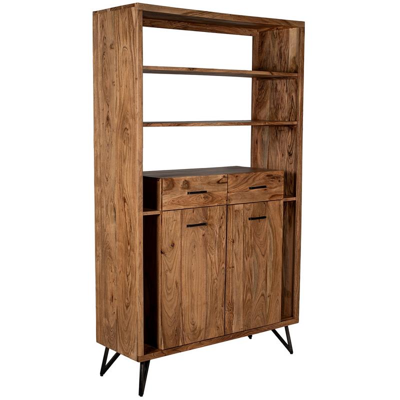 Libreria Industrial 2 Cajones 2 Puertas Madera Acacia Althaus