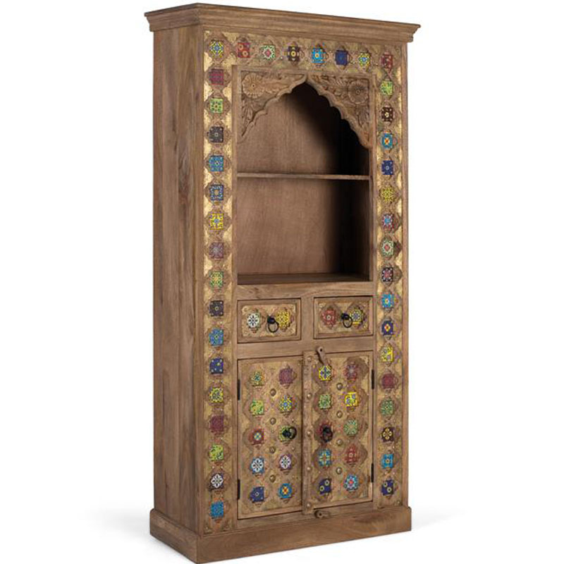 Libreria Rustica Decorada Madera 2 Puertas 2 Cajones Aheim