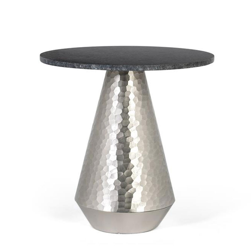 Mesa Auxiliar Actual Redonda Aluminio Marmol Negro Adariel