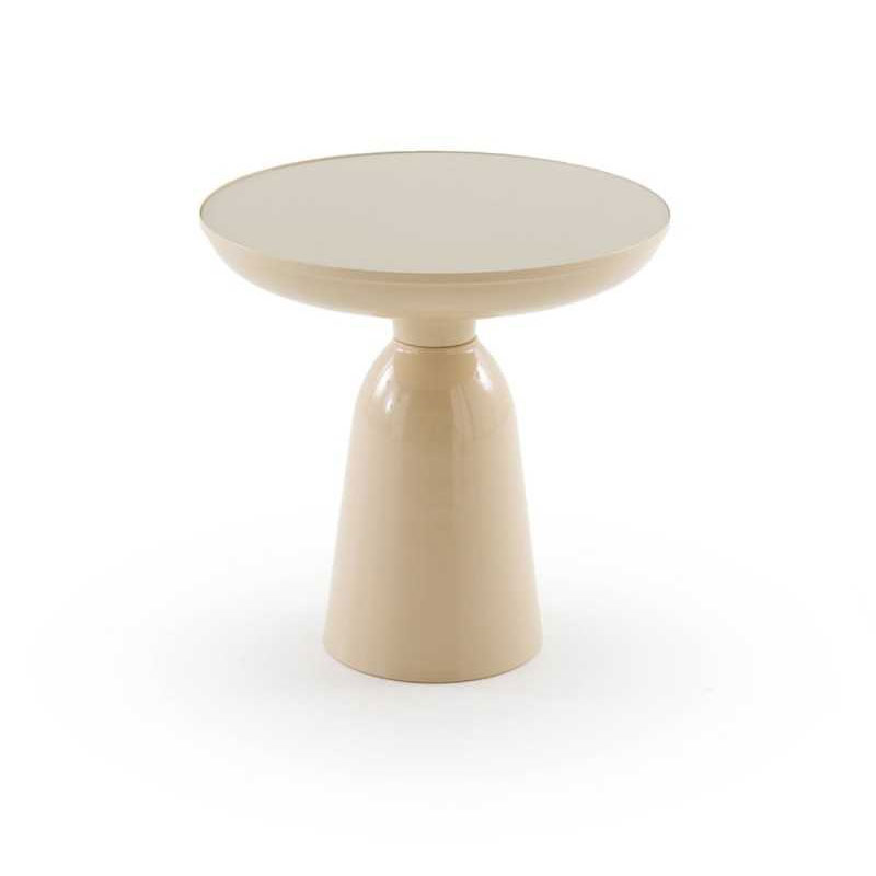 Mesa Auxiliar Metalica Beig con Cristal - Serie Anento