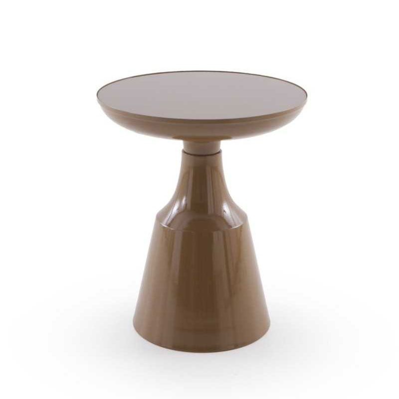 Mesa Auxiliar Metalica Marron con Cristal - Serie Anento