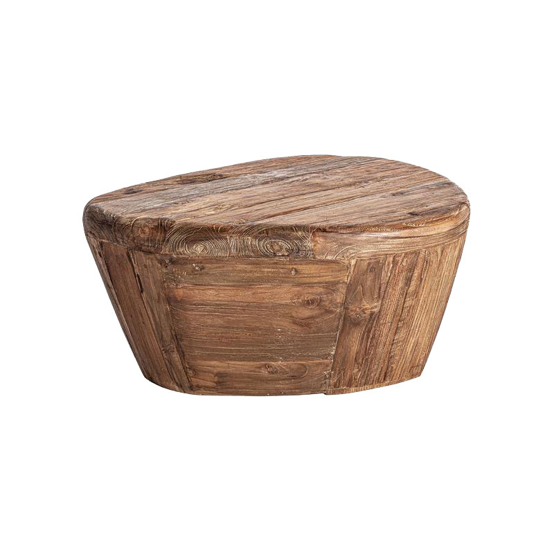 Mesa Auxiliar Oval Madera de Teka Serie Lestans