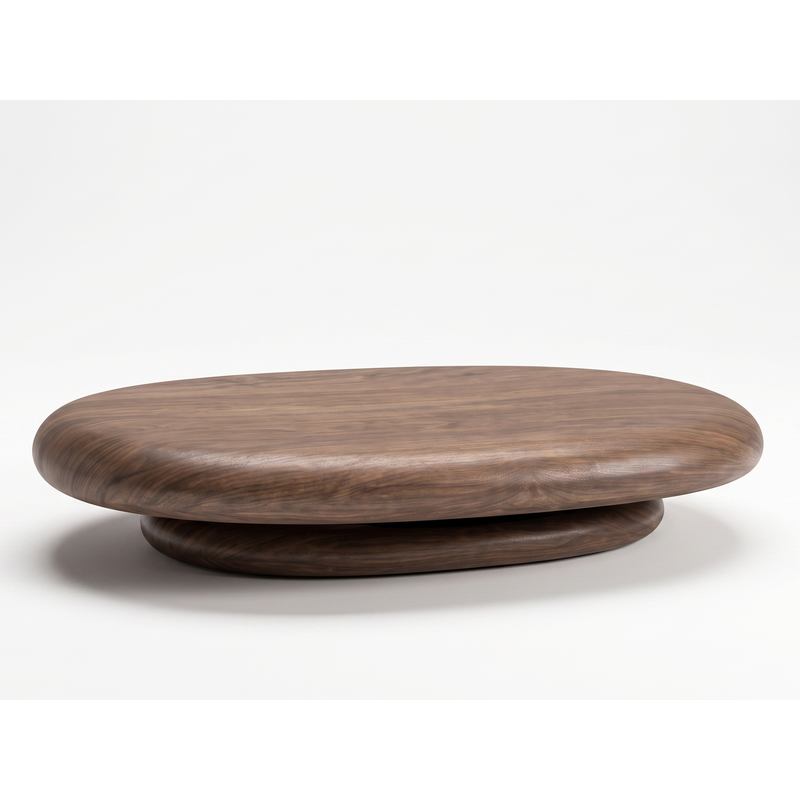 Mesa Auxiliar Ovalada Moderna Nogal Oscuro - Serie Kora Mesa Auxiliar Ovalada Moderna Nogal Oscuro - Serie Kora